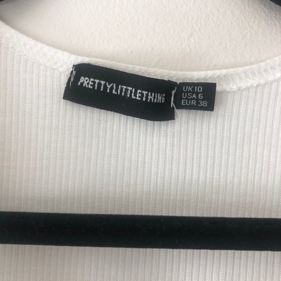 PrettyLittleThing White Rib Tie Front Crop Top ✨6 - Picture 5 of 5